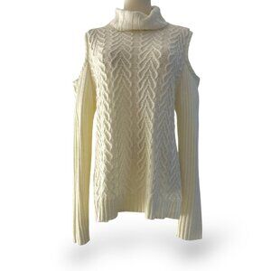 Cold Shoulder Creme Cable‎ Knit Cowl Neck Wms Sz 20 XXL